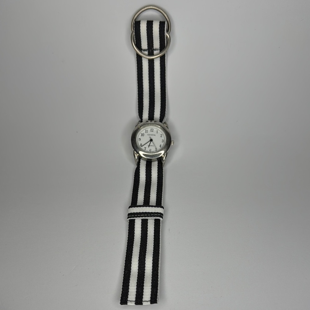 Geneva Black and White Striped Watch
